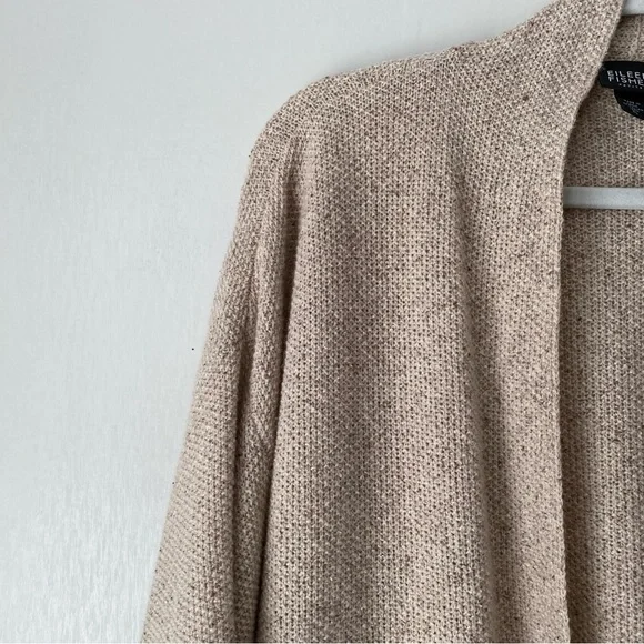 Eileen Fisher Wool Silk Knit Open Front Cardigan Sweater Large Petite - Picture 4 of 9
